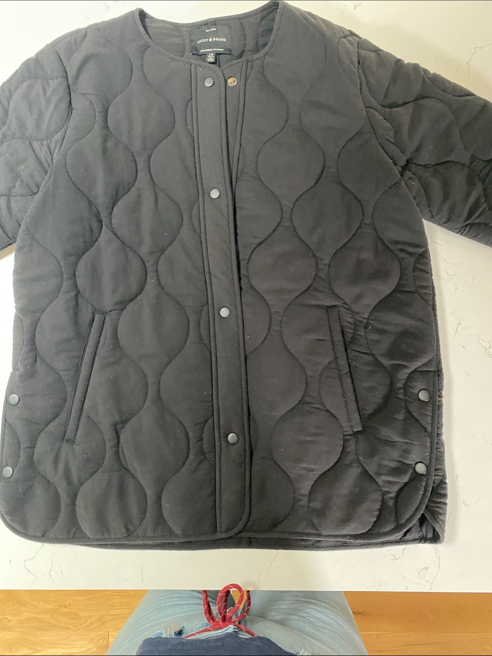 Lucky Brand Black Quilted Snap-Front Puffer Jacket - Picture 3 of 4